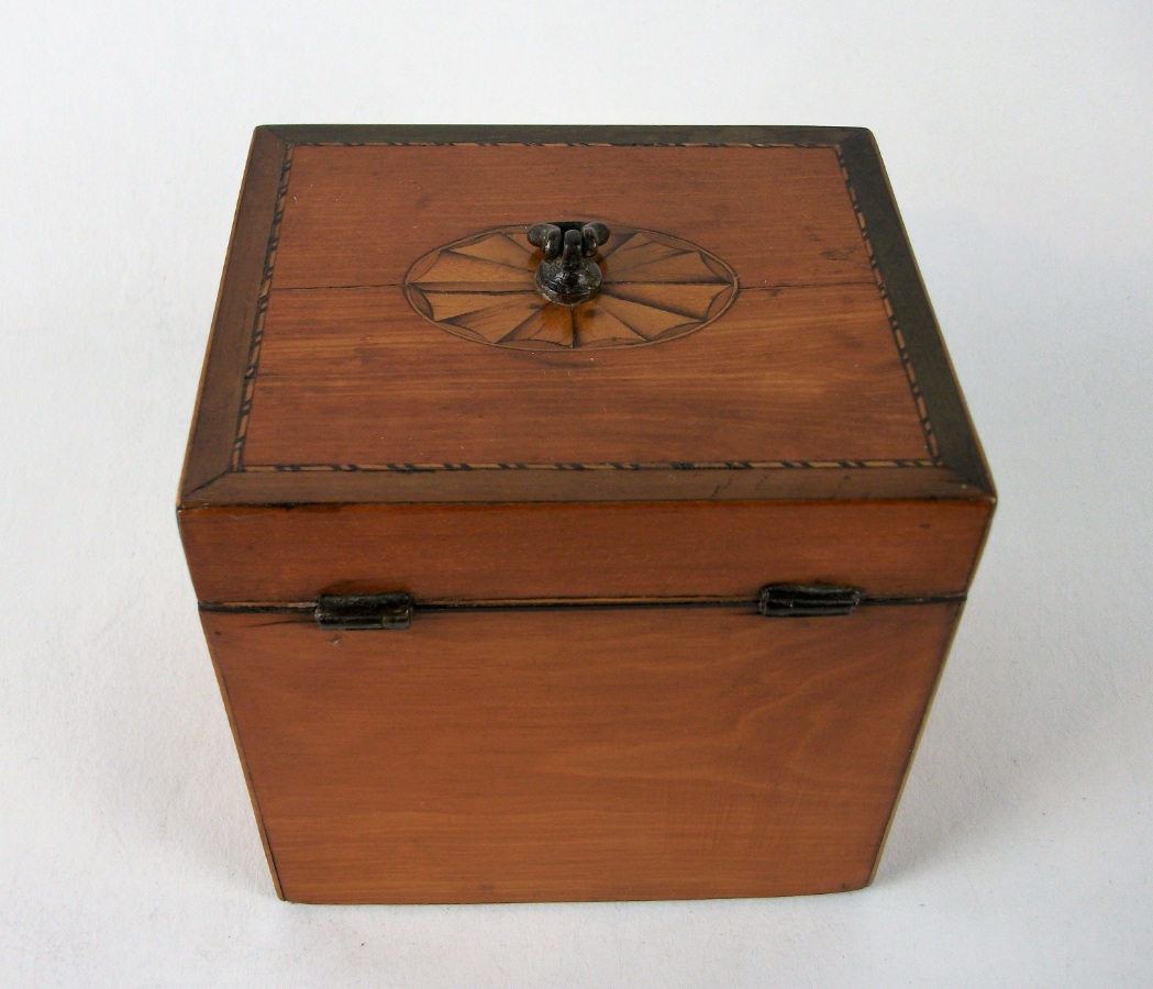 A fine Georgian period satinwood tea caddy